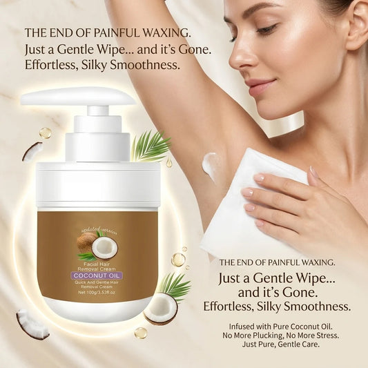🥥 Painless Hair Removal — Face, Underarms, Legs, & Intimate Areas — Gentle Growth Inhibition: Coconut Hair Removal Cream⭐