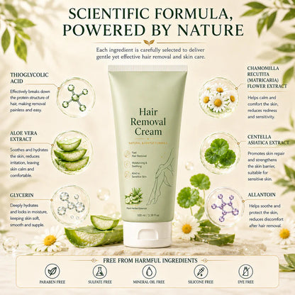 Natural Gentle Hair Removal Cream | For Women & Men, Sensitive Skin