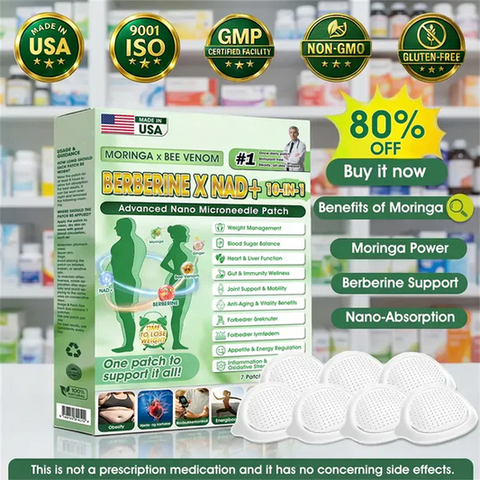 🧑‍⚕️🩺 Moringa · Berberine × NAD+ 𝟏𝟎-𝐢𝐧-𝟏 𝐀𝐝𝐯𝐚𝐧𝐜𝐞𝐝 𝐍𝐚𝐧𝐨 𝐌𝐢𝐜𝐫𝐨𝐧𝐞𝐞𝐝𝐥𝐞 𝐏𝐚𝐭𝐜𝐡 — 𝐎𝐧𝐜𝐞 𝐃𝐚𝐢𝐥𝐲, 𝐕𝐢𝐬𝐢𝐛𝐥𝐞 𝐑𝐞𝐬𝐮𝐥𝐭𝐬 𝐢𝐧 𝟕 𝐃𝐚𝐲𝐬