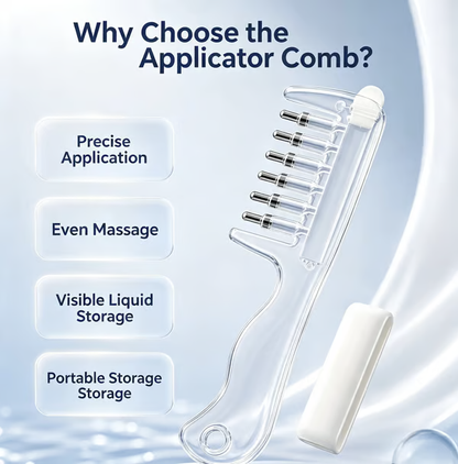 💧Refillable Scalp Oil Applicator Comb with 6 Metal Massage Tips – Even Root Serum Distribution & Scalp Stimulation for Hair Care