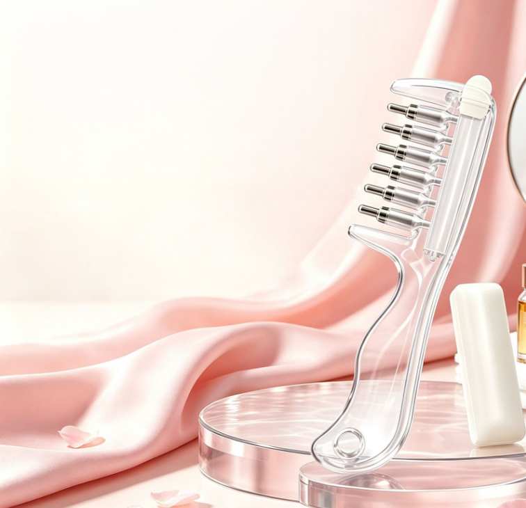 💧Refillable Scalp Oil Applicator Comb with 6 Metal Massage Tips – Even Root Serum Distribution & Scalp Stimulation for Hair Care