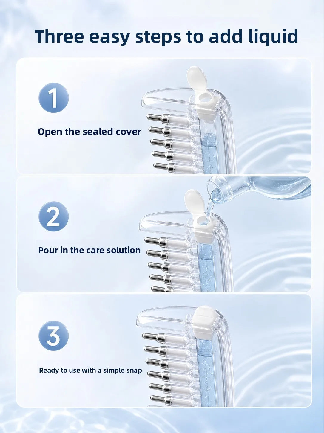 💧Refillable Scalp Oil Applicator Comb with 6 Metal Massage Tips – Even Root Serum Distribution & Scalp Stimulation for Hair Care