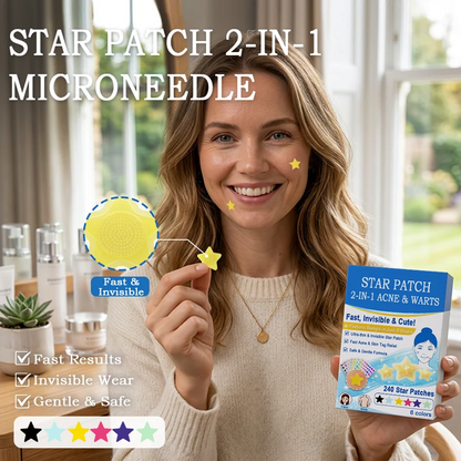 2-in-1 Microneedle & Hydrocolloid Star Patch 🌟 | Acne, Blackheads, Skin Tags & Raised Blemishes Remover 💫 | 6 Colors Pimple Patch for Face & Neck 🌸 | Invisible Star Zit Stickers ✨