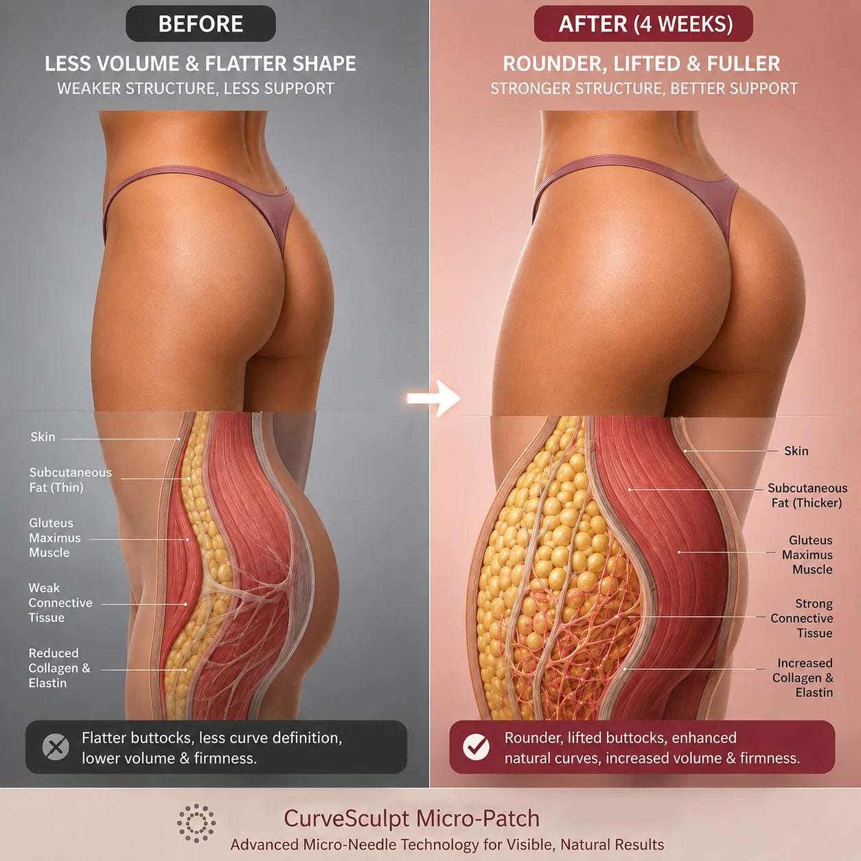 Before and After - Buttock Volume Comparison