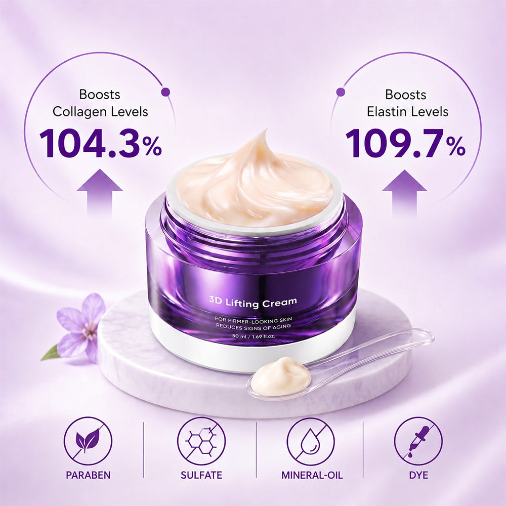 3D Lifting Cream 1.7 fl oz | Advanced Korean Facial Night Cream with 17-Peptide Complex & Probioderm for Wrinkles on Face and Neck, Butter-Rich Texture for Perfect Slugging