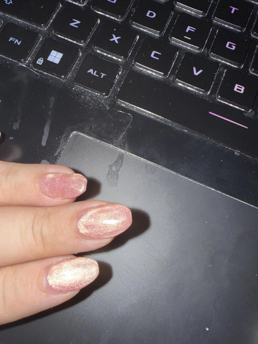Pink glossy manicure customer result