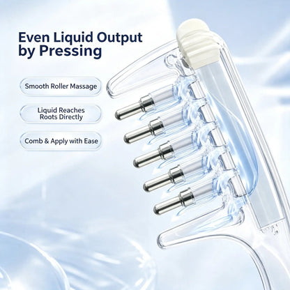 💧Refillable Scalp Oil Applicator Comb with 6 Metal Massage Tips – Even Root Serum Distribution & Scalp Stimulation for Hair Care