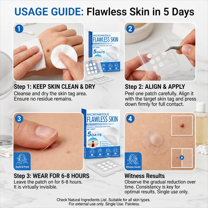 🎁 2-in-1 Microneedle & Hydrocolloid Patch | Raised Moles,Acne,  Flat Warts & Skin Tags Remover | Improves Wrinkles, Scars & Blemishes | Invisible Pimple Patches for Face & Body