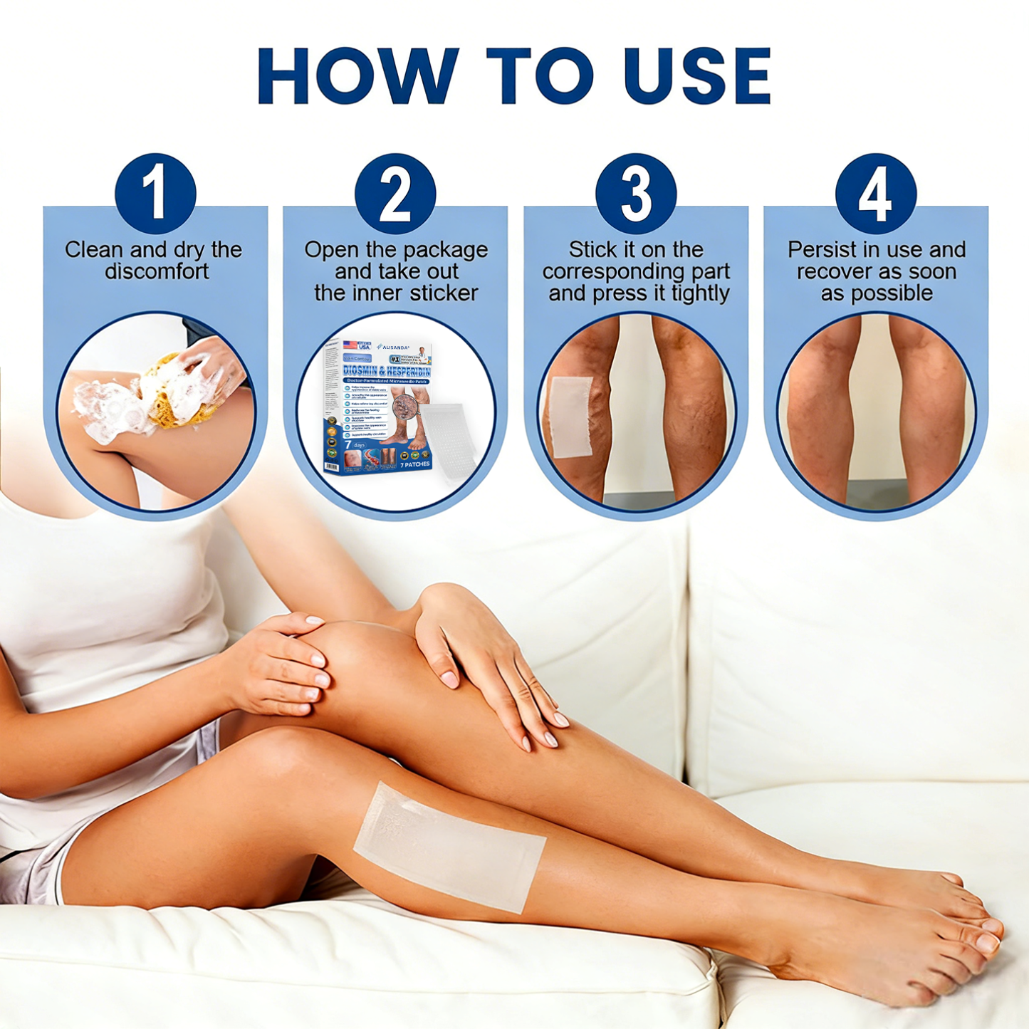 Vein ContourMicroneedle Patch with AdvancedDiosmin & Hesperidin Delivery 🌿 7-Day Visible Results for VaricoseVeins