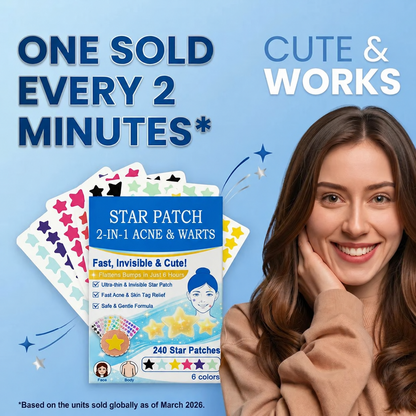 2-in-1 Microneedle & Hydrocolloid Star Patch 🌟 | Acne, Blackheads, Skin Tags & Raised Blemishes Remover 💫 | 6 Colors Pimple Patch for Face & Neck 🌸 | Invisible Star Zit Stickers ✨