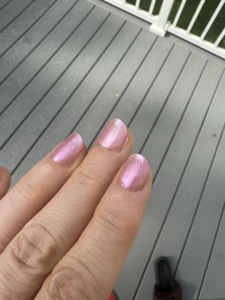 Glossy pink nail polish customer result