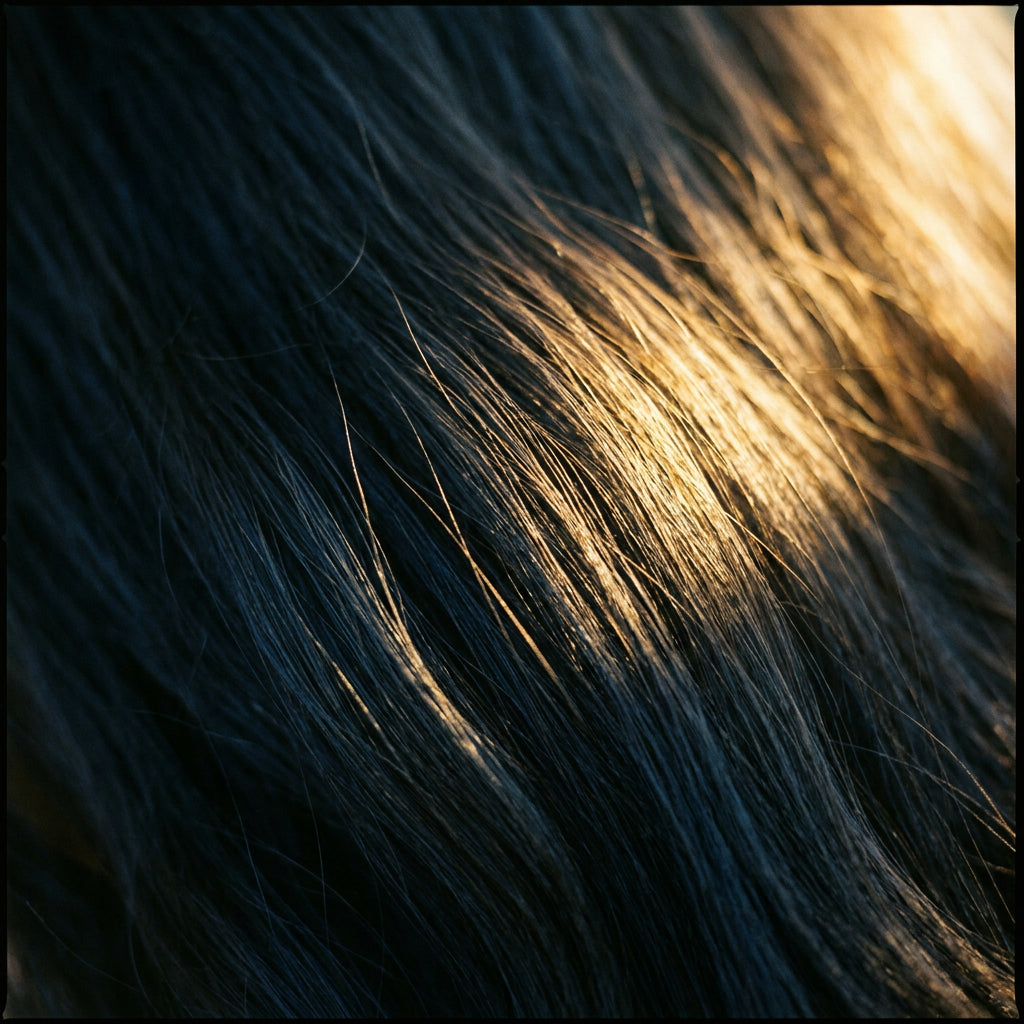 tryourplus Black shade — deep rich black hair with warm highlights
