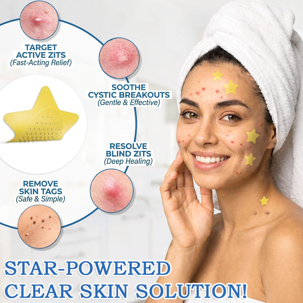 2-in-1 Microneedle & Hydrocolloid Star Patch 🌟 | Acne, Blackheads, Skin Tags & Raised Blemishes Remover 💫 | 6 Colors Pimple Patch for Face & Neck 🌸 | Invisible Star Zit Stickers ✨