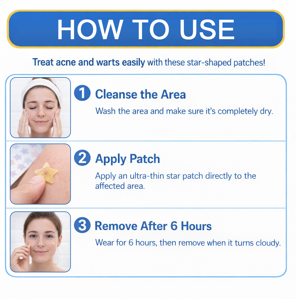 2-in-1 Microneedle & Hydrocolloid Star Patch 🌟 | Acne, Blackheads, Skin Tags & Raised Blemishes Remover 💫 | 6 Colors Pimple Patch for Face & Neck 🌸 | Invisible Star Zit Stickers ✨