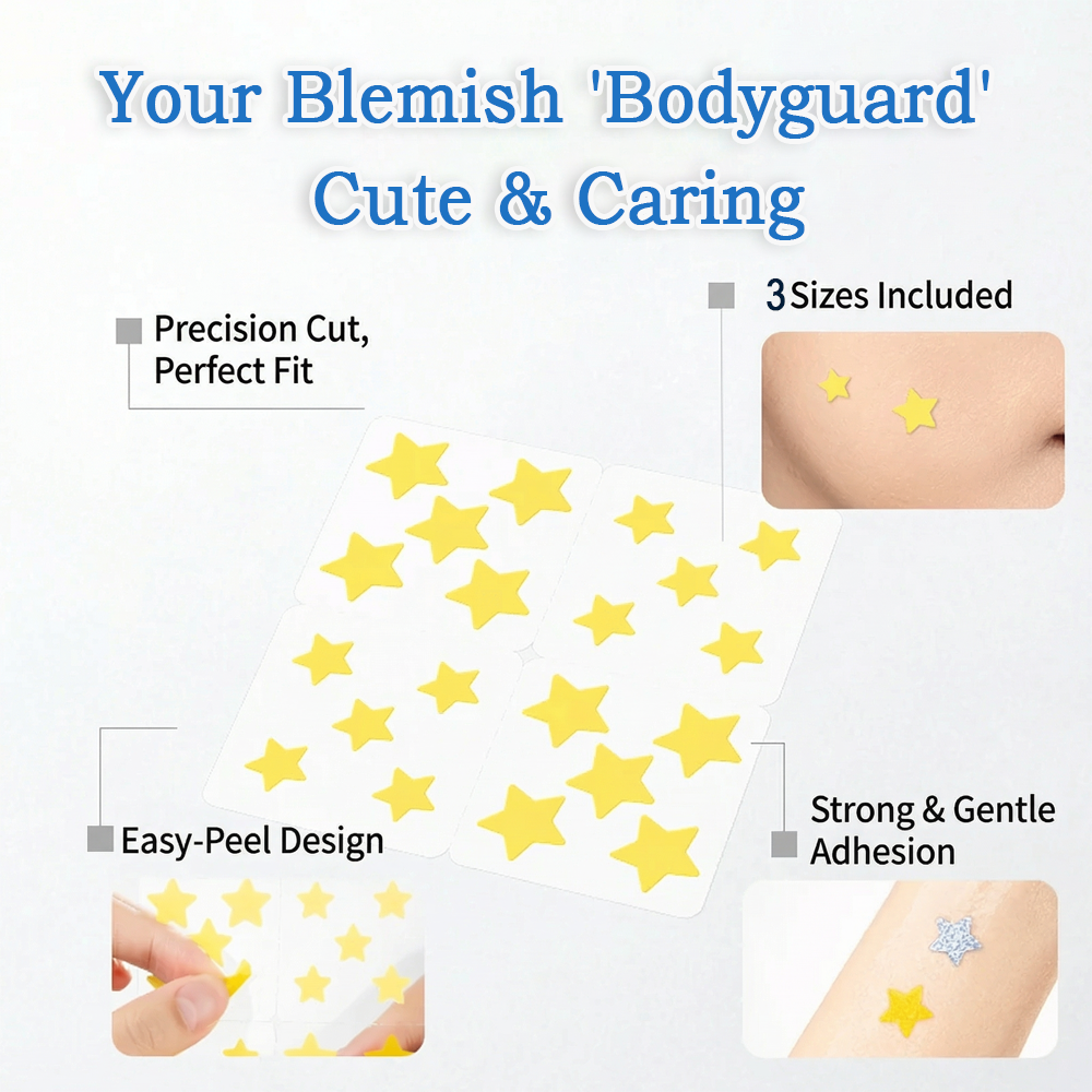 2-in-1 Microneedle & Hydrocolloid Star Patch 🌟 | Acne, Blackheads, Skin Tags & Raised Blemishes Remover 💫 | 6 Colors Pimple Patch for Face & Neck 🌸 | Invisible Star Zit Stickers ✨